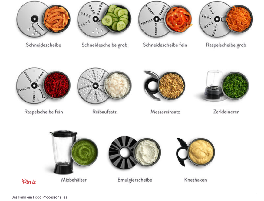 Springlane Food Processor Reiben und Aufsaetze